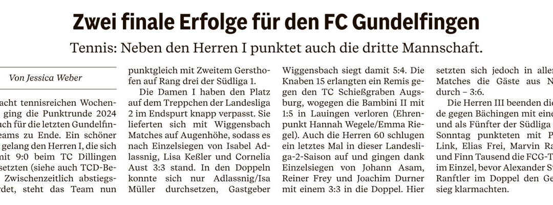 Zwei finale Erfolge für den FC Gundelfingen
