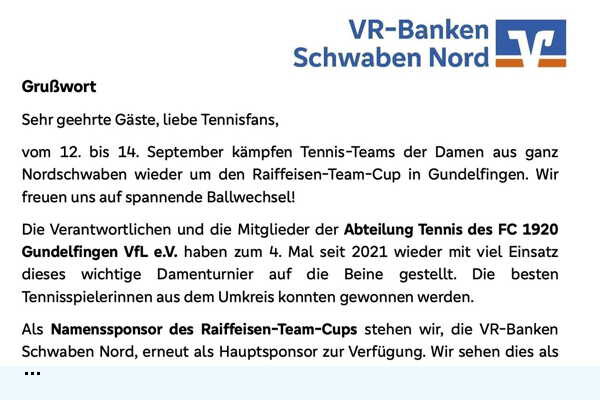 Grußwort Alexander Jall, VR-Banken Schwaben Nord