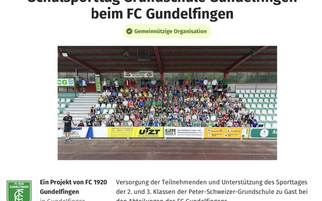 Spendentag für unser Projekt Schulsporttag